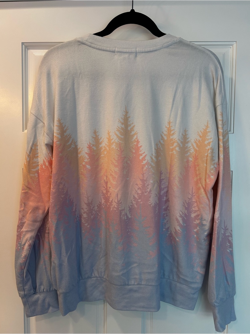 PJ Salvage White Crewneck with Pastel Rainbow Trim - Picture 3 of 4